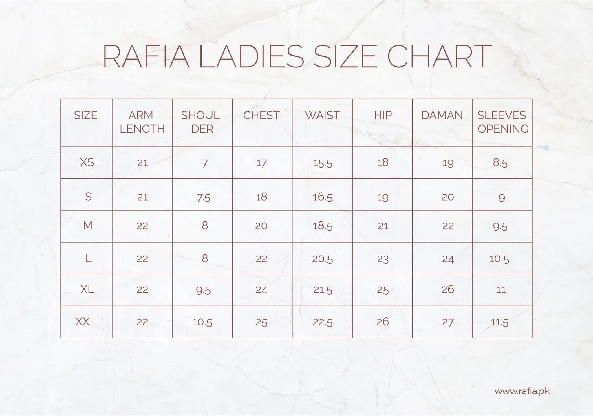 Size guide 1